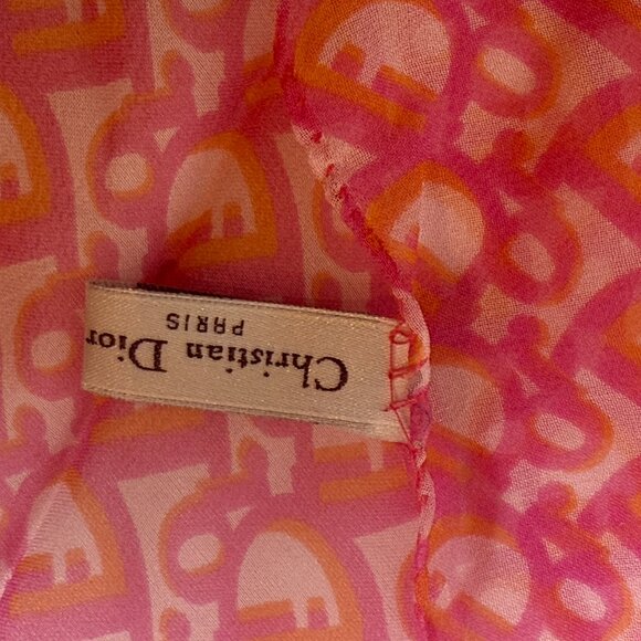 Christian Dior Silk Monogram Scarf Pink Orange Logo – Made in Italy - Picture 6 of 6